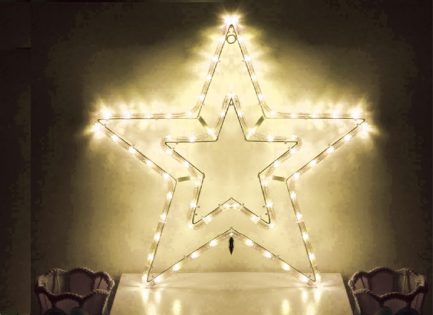 stella luminosa led di natale grande 50x50 cm da appendere per esterno con luce bianca calda