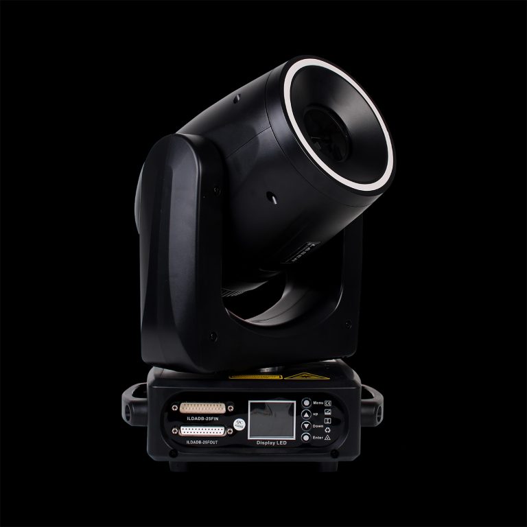 Testa Mobile Laser + LED 2W su Sfondo Nero