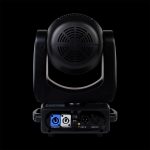 Testa Mobile Laser + LED 2W Retro in Prospettiva Frontale su Sfondo Nero